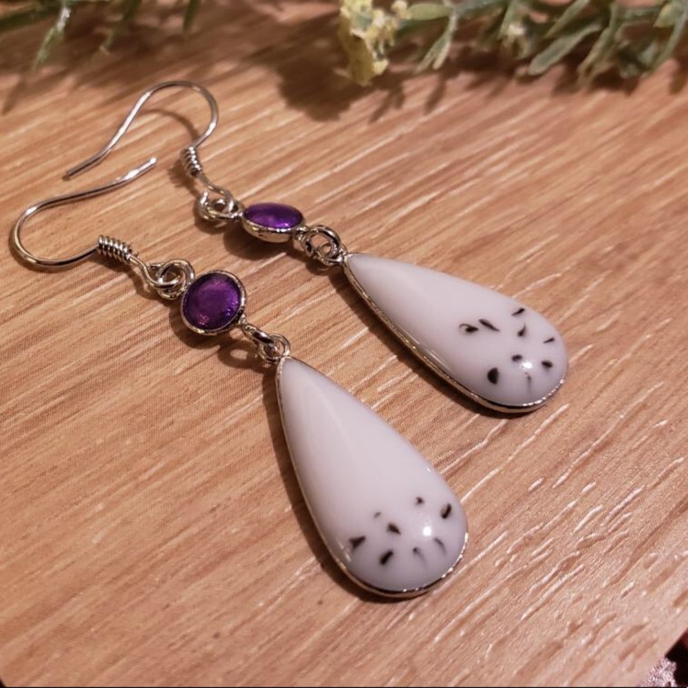 925 Silver Opal Dangle Earrings - Picture 2 of 5